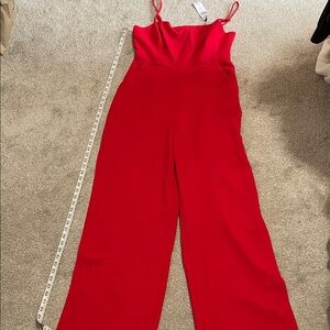 BCBG Red Wide-Leg Jumpsuit with Spaghetti Straps NWT